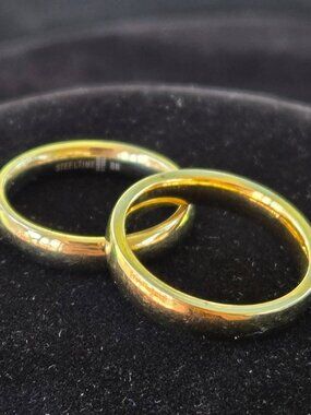 2 Steeltime Brand Stainless Steel Gold Tone Bands
